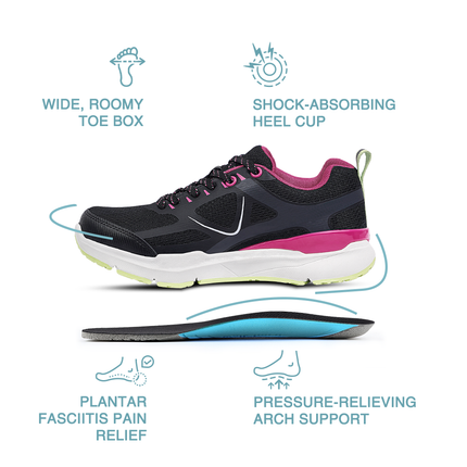 Women's Arch Support Wide Toe Box Sneakers - WALKHERO